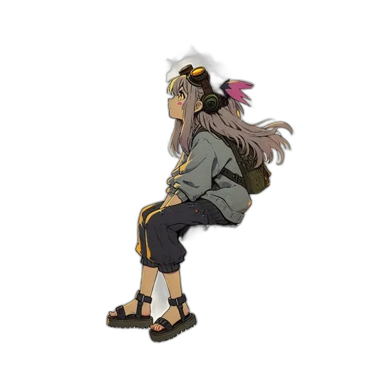 jacket, creature, hat, shoes, anime, concept art, 3d render, cartoon transparent PNG cut-out