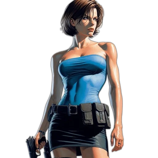 weapon, concept art, comic book art, pixel art, 3d render, determined, woman, holstered transparent PNG cut-out