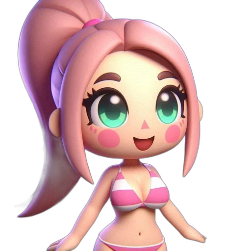 3d render, concept art, cartoon, anime, pastel, animated, character, pink transparent PNG cut-out