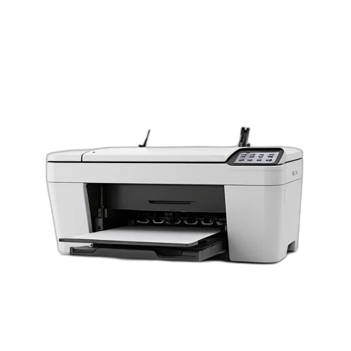 robot, 3d render, white, printer, black, paper, tray, displayed transparent PNG cut-out