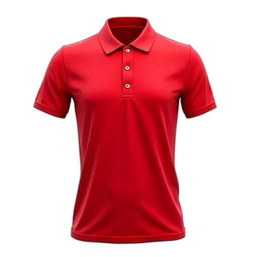 3d render, red, polo, shirt, collar, buttons, front, displayed transparent PNG cut-out
