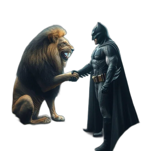 animal, concept art, comic book art, fantasy art, photorealistic, domineering, lion, superhero transparent PNG cut-out