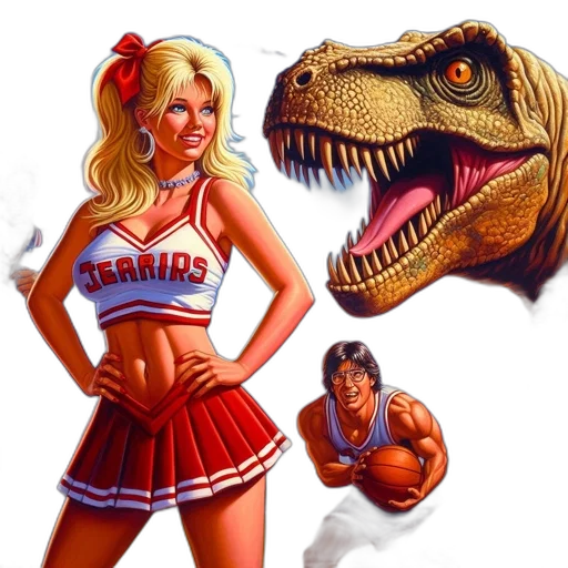 creature, comic book art, concept art, fantasy art, pixel art, vibrant, image, cheerleader transparent PNG cut-out