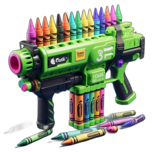 weapon, 3d render, concept art, cyberpunk, pixel art, neon, green, colorful transparent PNG cut-out