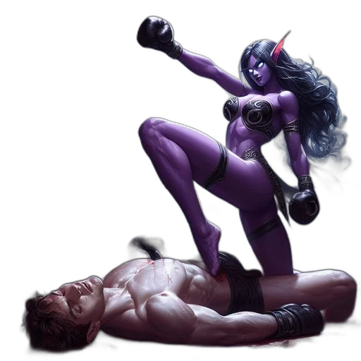 concept art, comic book art, fantasy art, cyberpunk, boxing, match, supernatural, woman transparent PNG cut-out