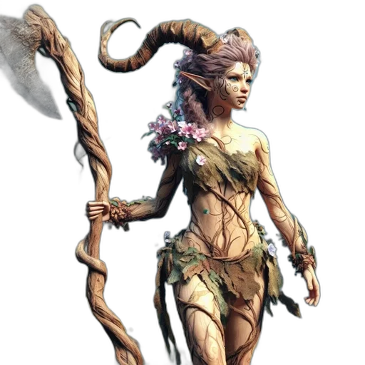 staff, dress, creature, concept art, fantasy art, pixel art, comic book art, earth tones transparent PNG cut-out