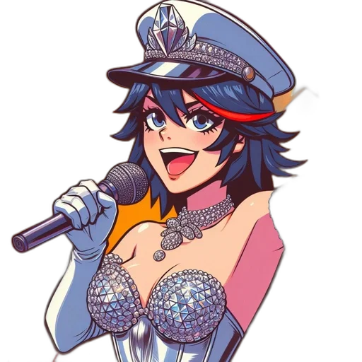 hat, dress, crown, weapon, cartoon, anime, vaporwave, pixel art transparent PNG cut-out