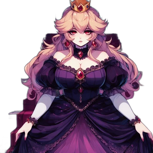 crown, dress, staff, concept art, pixel art, fantasy art, anime, dark transparent PNG cut-out