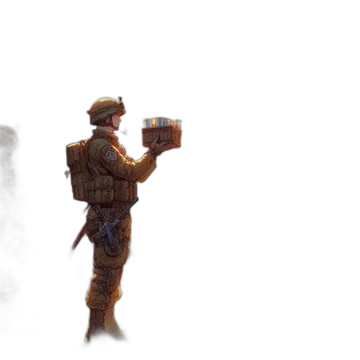 robot, weapon, staff, creature, concept art, 3d render, fantasy art, pixel art transparent PNG cut-out