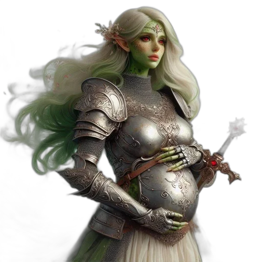 sword, fantasy art, concept art, 3d render, pixel art, green, earth tones, fantastical transparent PNG cut-out