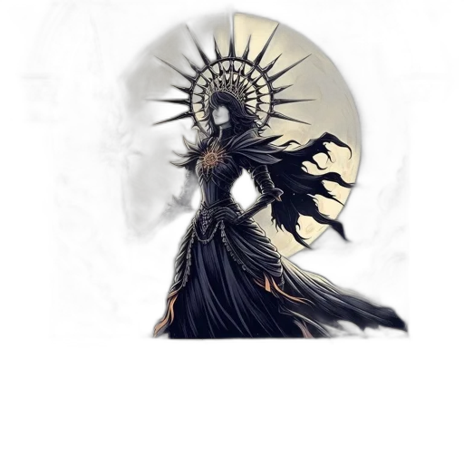 dress, crown, staff, jewelry, fantasy art, concept art, pixel art, 3d render transparent PNG cut-out