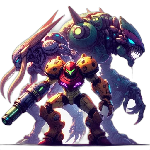 robot, weapon, creature, dragon, concept art, pixel art, fantasy art, comic book art transparent PNG cut-out