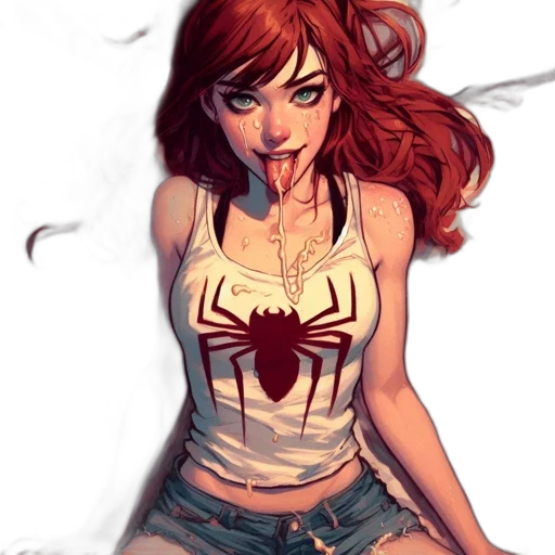 comic book art, concept art, cartoon, fantasy art, red, young, woman, hair transparent PNG cut-out
