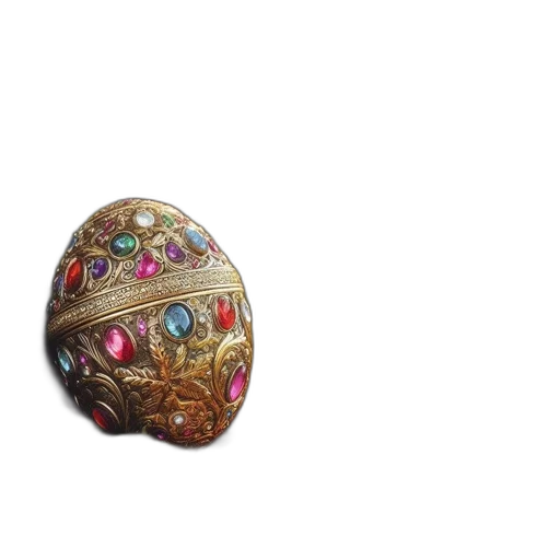 jewelry, crown, elaborately, decorated, egg, rests, atop, bed transparent PNG cut-out