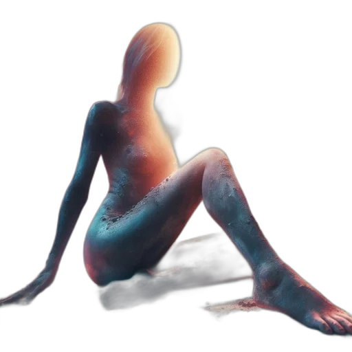 creature, robot, dress, hair, concept art, 3d render, watercolor, pixel art transparent PNG cut-out