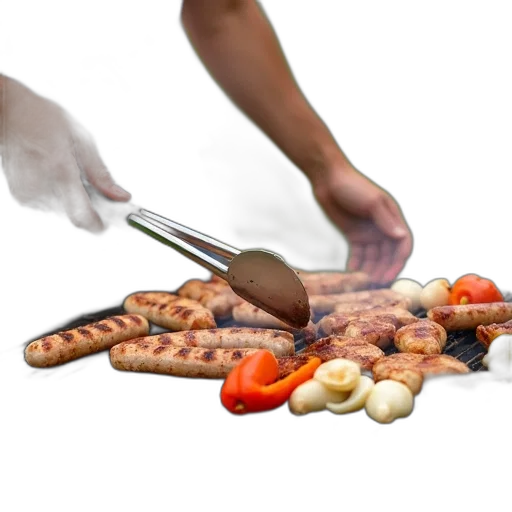 food, staff, weapon, 3d render, photorealistic, person, grilling, various transparent PNG cut-out