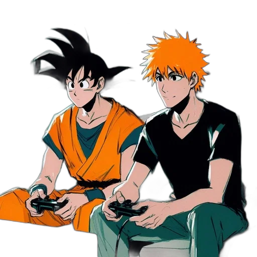 anime, concept art, pixel art, comic book art, green, monochrome, two, characters transparent PNG cut-out