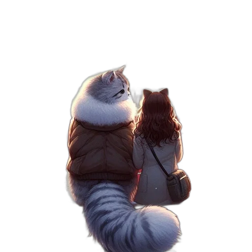 jacket, animal, creature, staff, concept art, watercolor, fantasy art, photorealistic transparent PNG cut-out