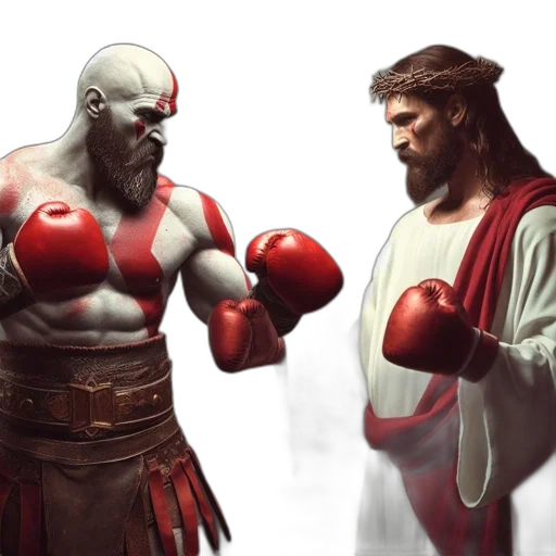 concept art, fantasy art, comic book art, photorealistic, two, men, stand, boxing transparent PNG cut-out