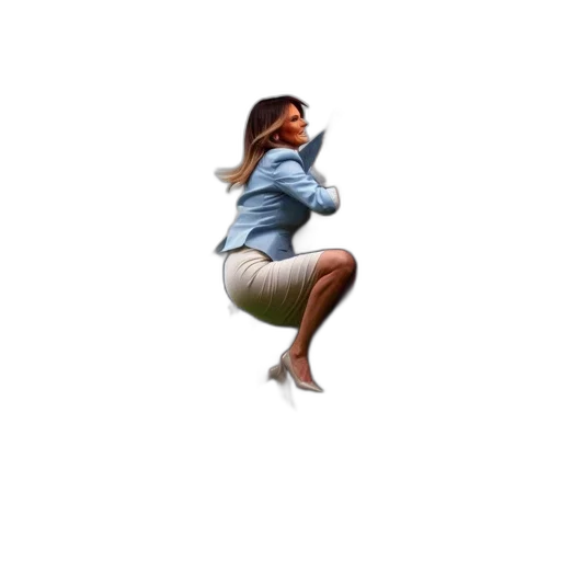 woman, light, blue, blazer, climbs, american, flag-painted, wall transparent PNG cut-out
