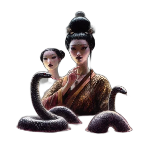 creature, dragon, staff, hair, concept art, fantasy art, photorealistic, 3d render transparent PNG cut-out