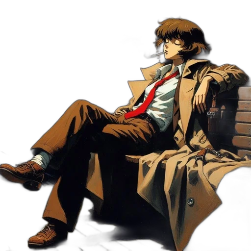 jacket, furniture, staff, concept art, comic book art, anime, pixel art, red transparent PNG cut-out