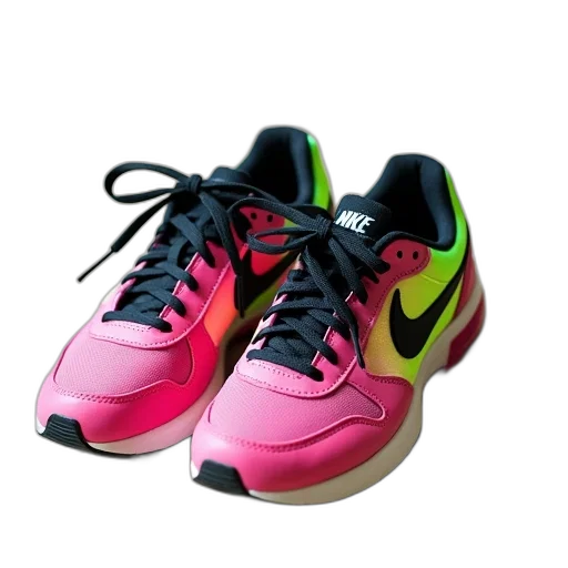 shoes, 3d render, photorealistic, neon, pair, colorful, sneakers, black transparent PNG cut-out