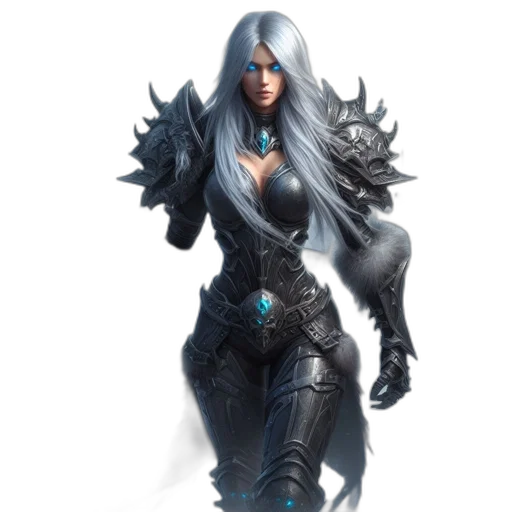 staff, fantasy art, concept art, 3d render, comic book art, dark, woman, silver transparent PNG cut-out