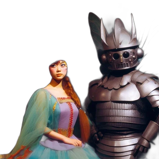 robot, dress, mask, concept art, vaporwave, fantasy art, 3d render, outer space transparent PNG cut-out