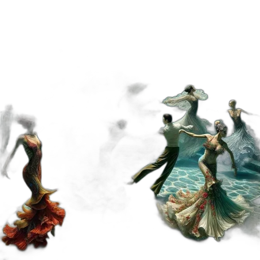 dress, concept art, fantasy art, photorealistic, watercolor, underwater, fog, rain transparent PNG cut-out