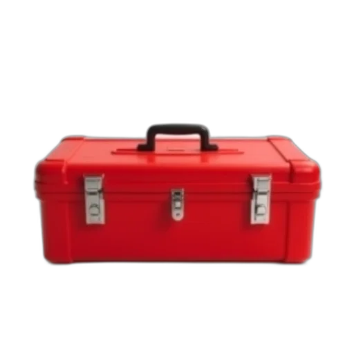 3d render, red, tool, box, latchs, white, background, photo transparent PNG cut-out