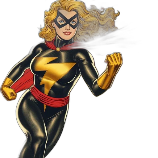 comic book art, concept art, cartoon, golden, female, hero, dynamic, flight transparent PNG cut-out