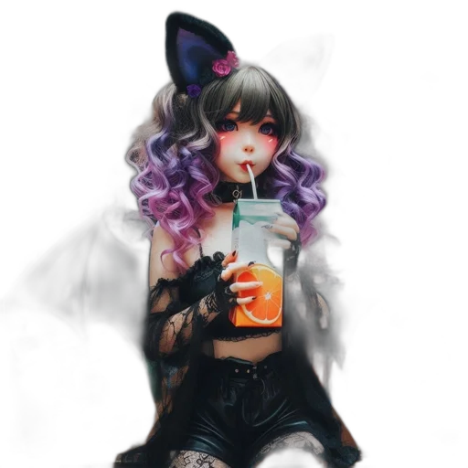 dress, creature, bottle, face, vaporwave, fantasy art, cyberpunk, anime transparent PNG cut-out