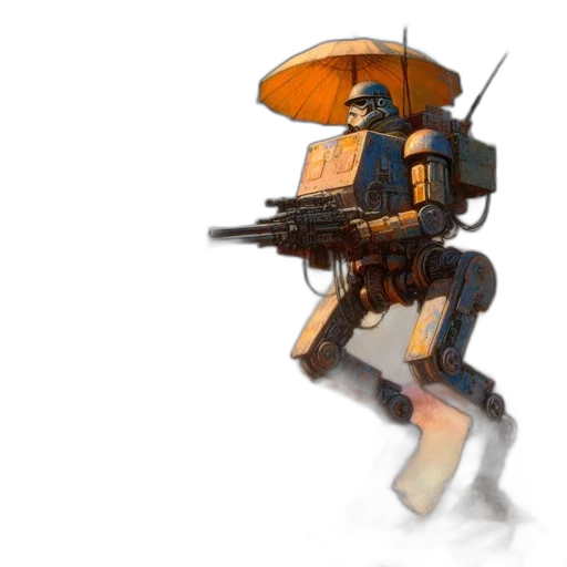 umbrella, robot, weapon, staff, concept art, cyberpunk, fantasy art, pixel art transparent PNG cut-out