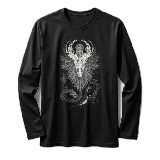 jacket, fantasy art, black, t-shirt, graphic, design, front, displayed transparent PNG cut-out