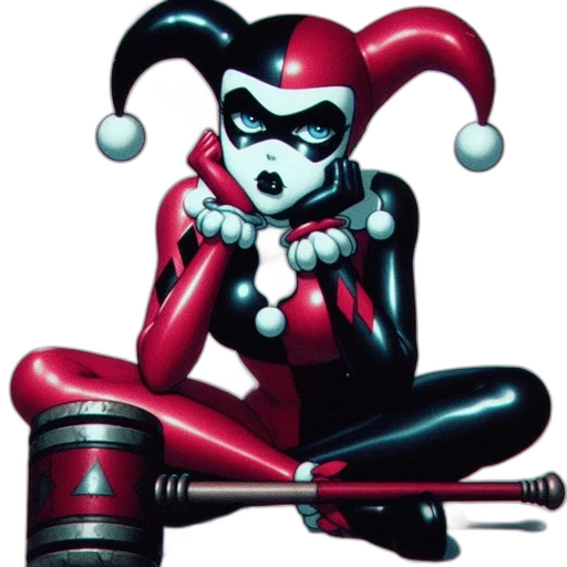 robot, comic book art, concept art, pixel art, cartoon, animated, harley, quinn transparent PNG cut-out