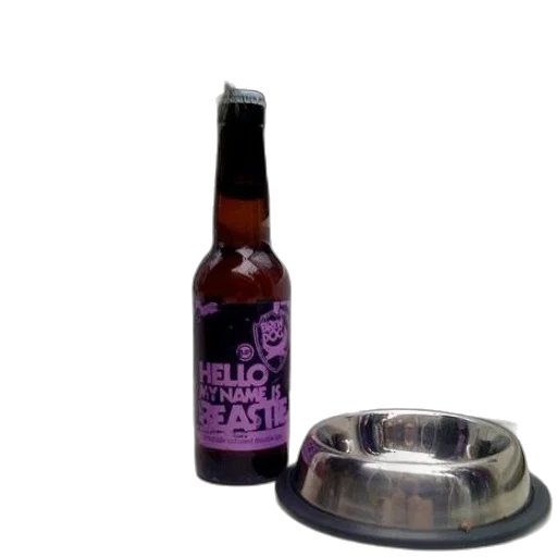 bottle, cat, sniffs, beer, says, hello, name, beastie transparent PNG cut-out