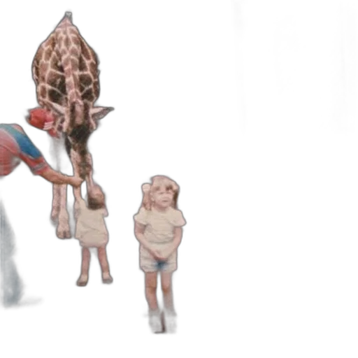 concept art, 3d render, fantasy art, forest, man, two, children, feed transparent PNG cut-out