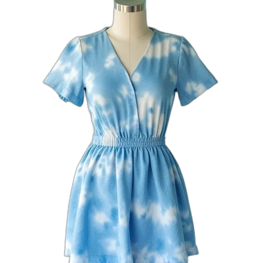 dress, vaporwave, blue, light transparent PNG cut-out