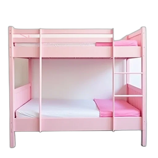 furniture, 3d render, pastel, pink, children, bunk, bed, white transparent PNG cut-out