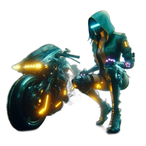 robot, weapon, creature, jacket, concept art, 3d render, cyberpunk, vaporwave transparent PNG cut-out