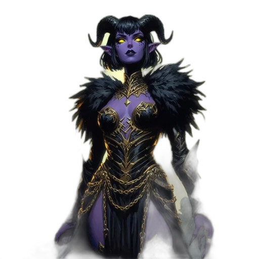 creature, fantasy art, concept art, comic book art, pixel art, dark, dark-skinned, female transparent PNG cut-out