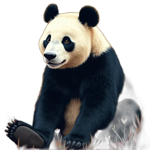 animal, creature, staff, 3d render, photorealistic, concept art, fantasy art, panda transparent PNG cut-out