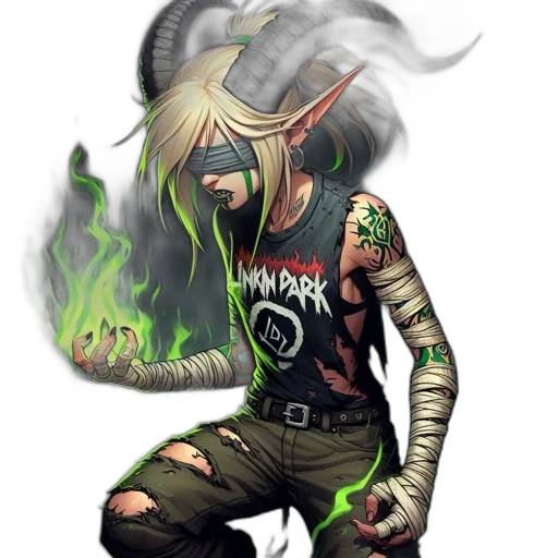 concept art, fantasy art, comic book art, pixel art, fire, green, character, long transparent PNG cut-out