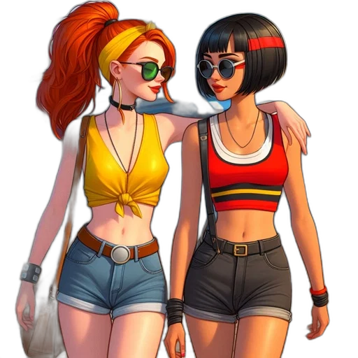 comic book art, concept art, cartoon, fantasy art, neon lights, city street, neon, colorful transparent PNG cut-out