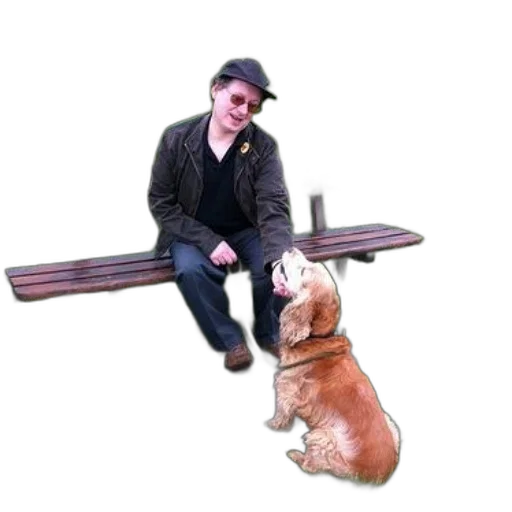 furniture, staff, animal, hat, man, black, sits, bench transparent PNG cut-out