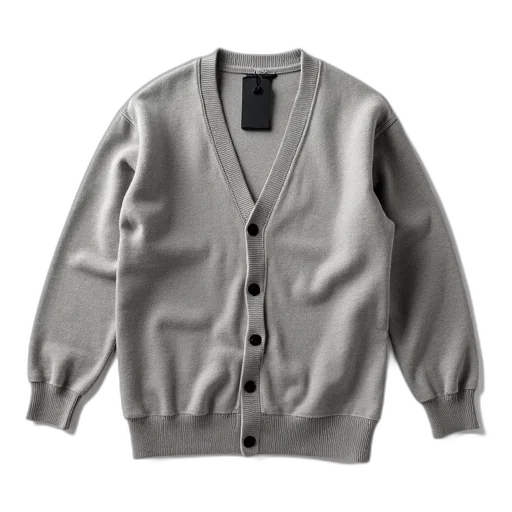 jacket, monochrome, earth tones, grey, cardigan, black, button, displayed transparent PNG cut-out