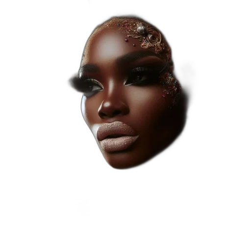 face, hair, mask, crown, photorealistic, 3d render, concept art, fantasy art transparent PNG cut-out