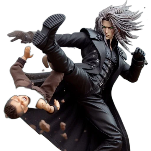 jacket, concept art, comic book art, 3d render, two, action, figures, engaged transparent PNG cut-out