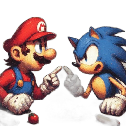 concept art, pixel art, 3d render, comic book art, fire, fog, mario, sonic transparent PNG cut-out